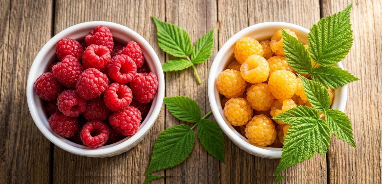 Alt Text: A close-up of a raspberry cane in a garden, dripping with plump, ripe, ruby-red raspberries.